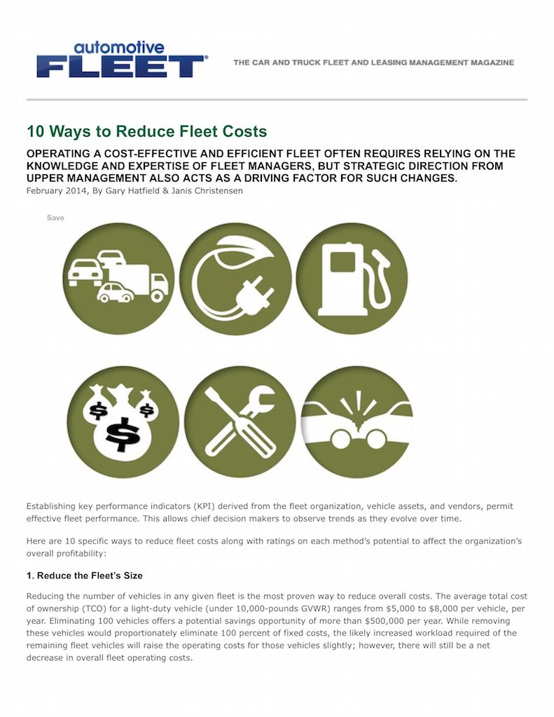 10 Ways to Reduce Fleet Costs Fleet Financials Mercury Associates Inc