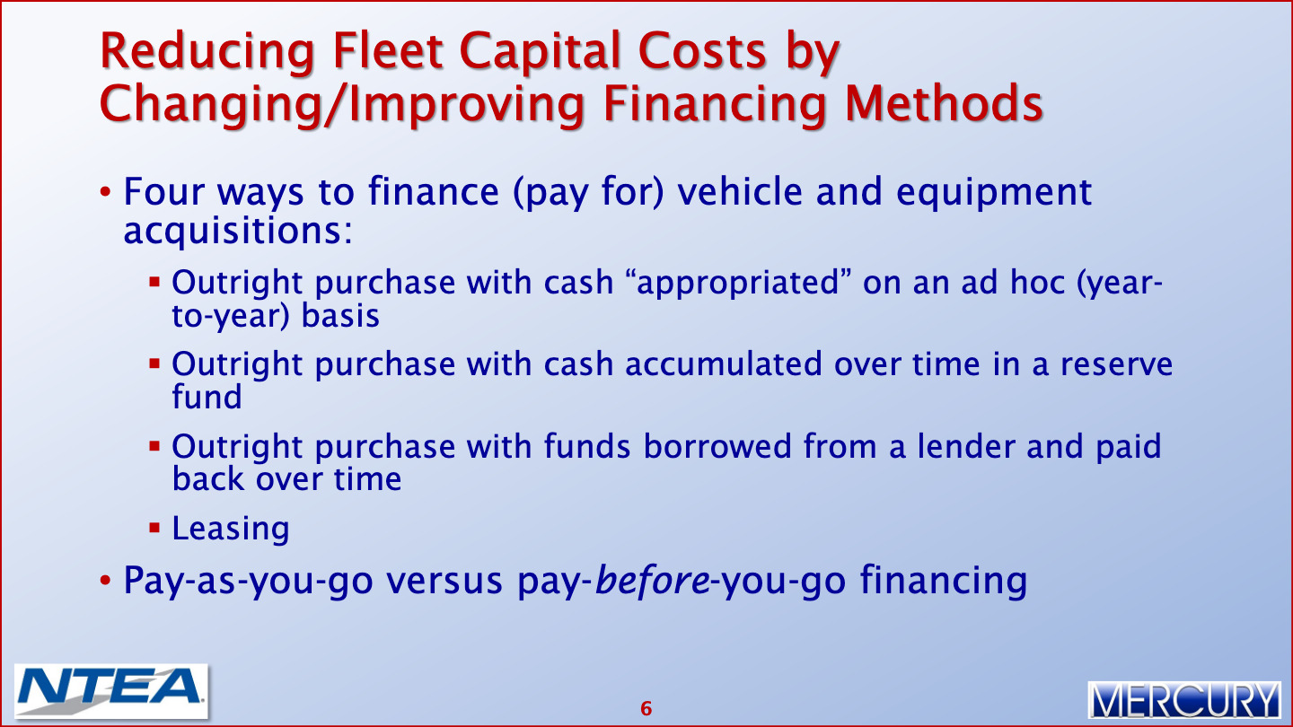 Fleet Capital Reducing Fleet Capital Costs Through Improved Financing Practices 007 Mercury Associates Inc