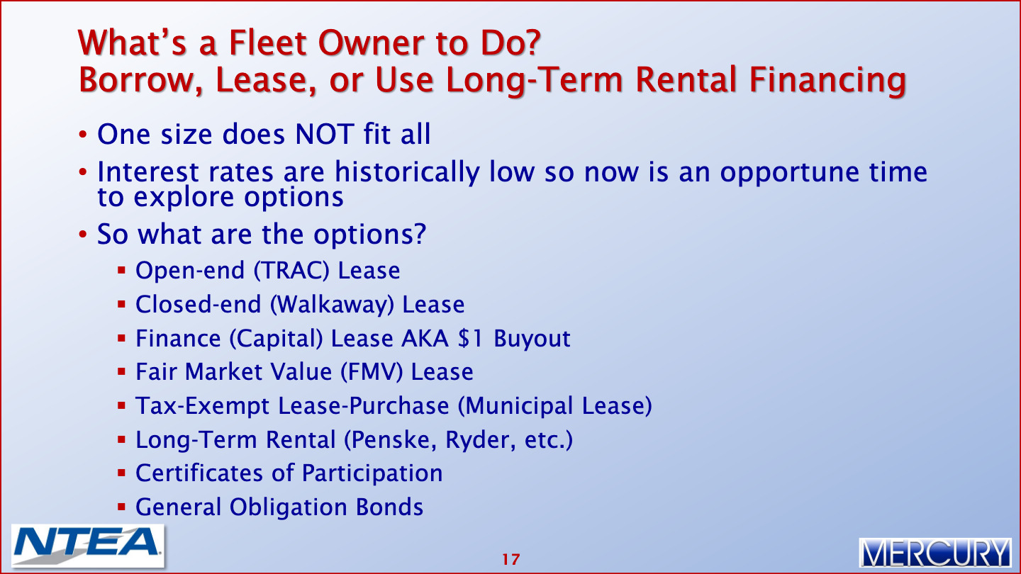 Fleet Capital Reducing Fleet Capital Costs Through Improved Financing Practices 018 Mercury Associates Inc