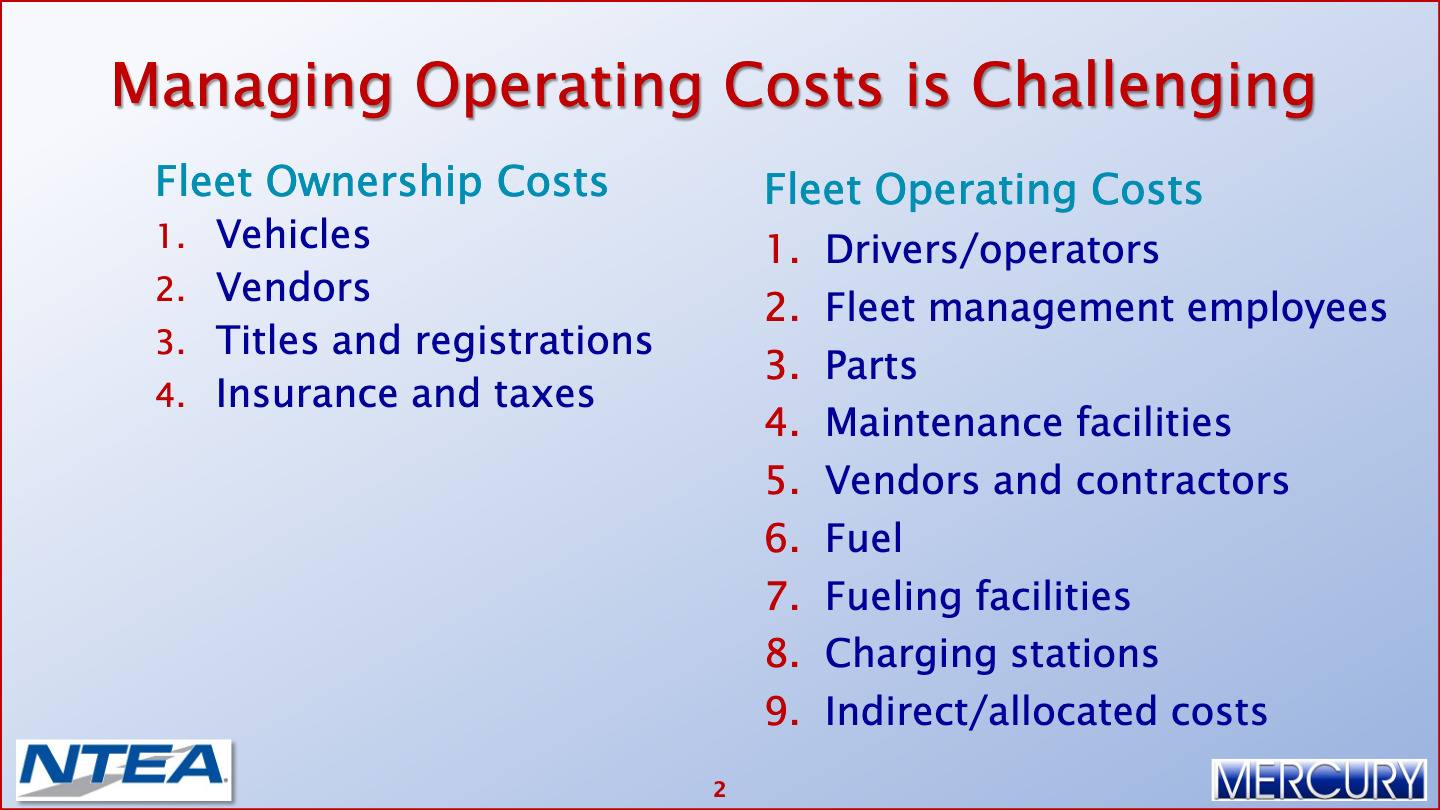 Fleet Operating Costs Reducing Fleet Operating Costs 003 Mercury Associates Inc