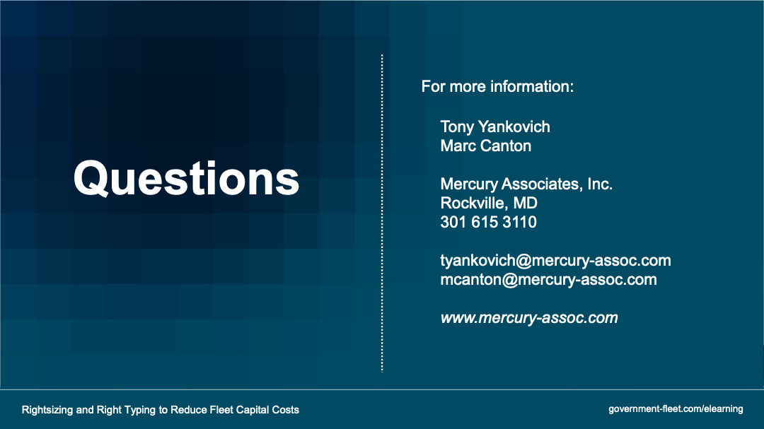 Fleet Costs Rightsizing and Right Typing to Reduce Fleet Capital Costs 039 Mercury Associates Inc