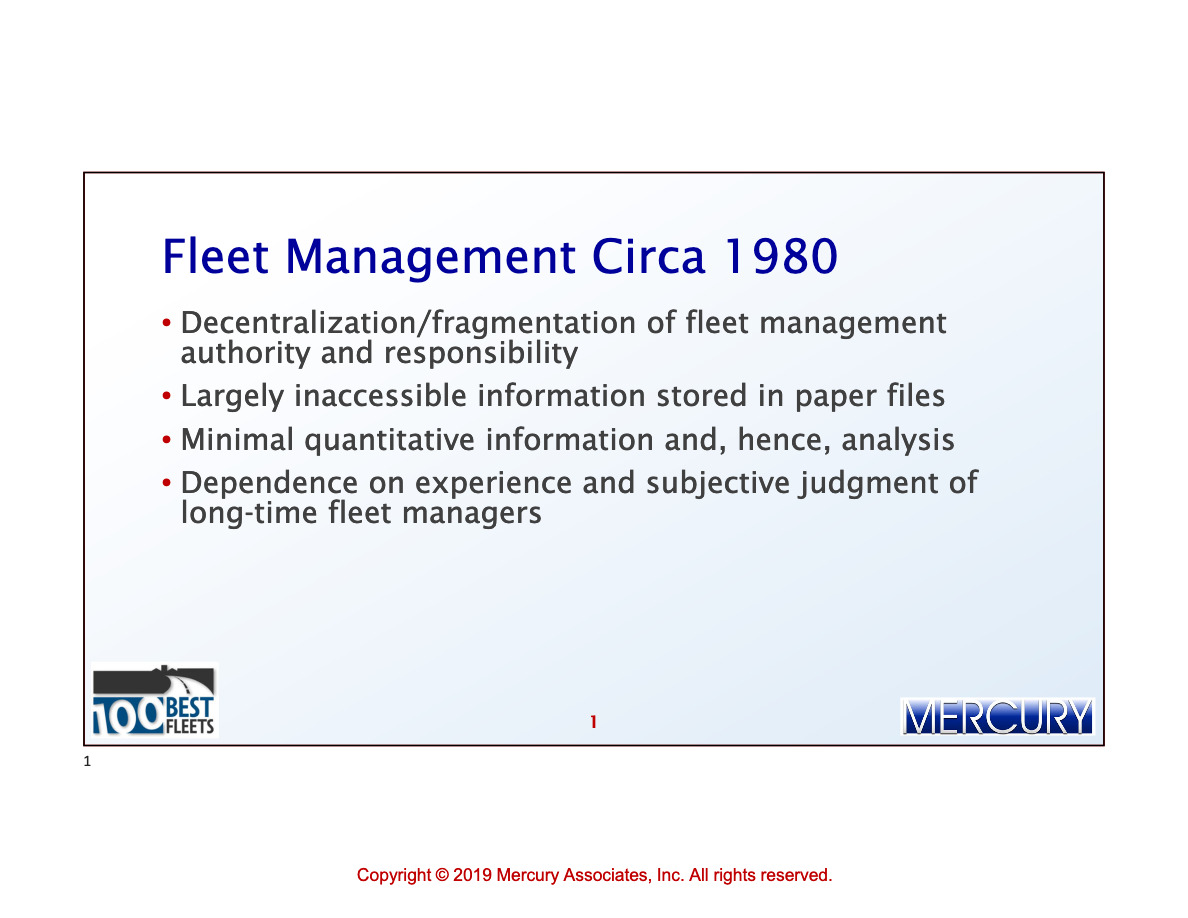 Fleet Management The Past Present and Future of Fleet Management 002 Mercury Associates Inc