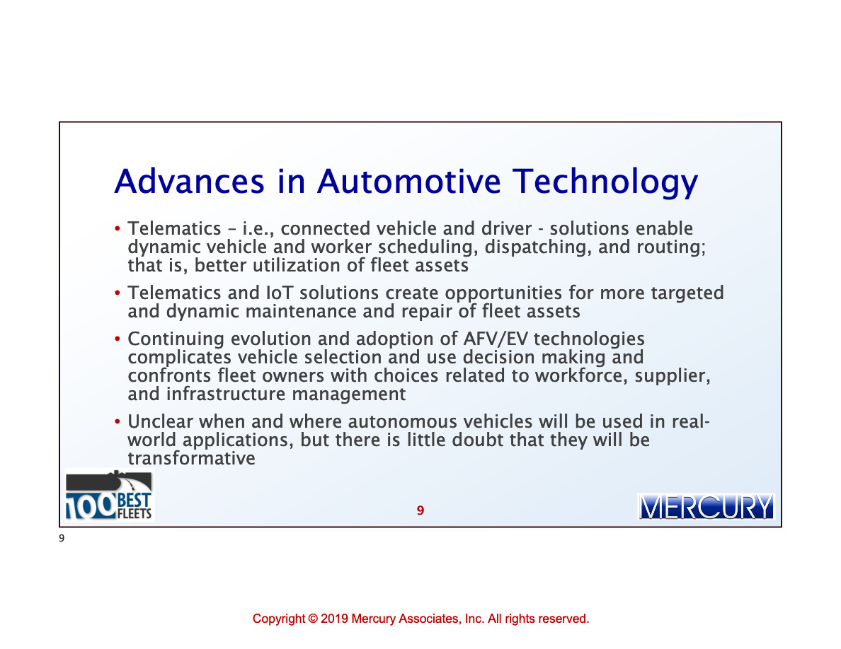 Fleet Management The Past Present and Future of Fleet Management 010 Mercury Associates Inc