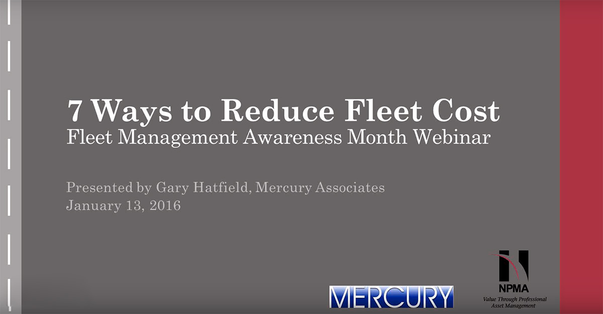 reduce fleet cost Mercury Associates Inc
